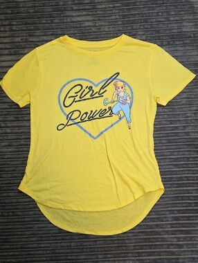 Disney Yellow 'Girl Power' Graphic Tee with Blue Heart